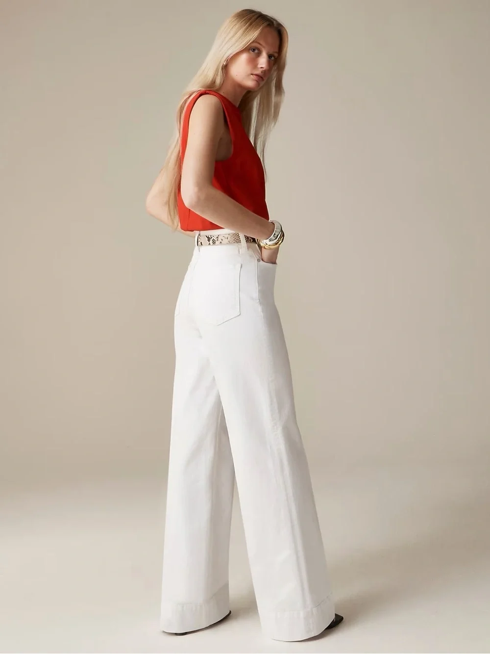 J.Crew Wide-Leg Denim Trouser in White (Style BM338) - Size 32